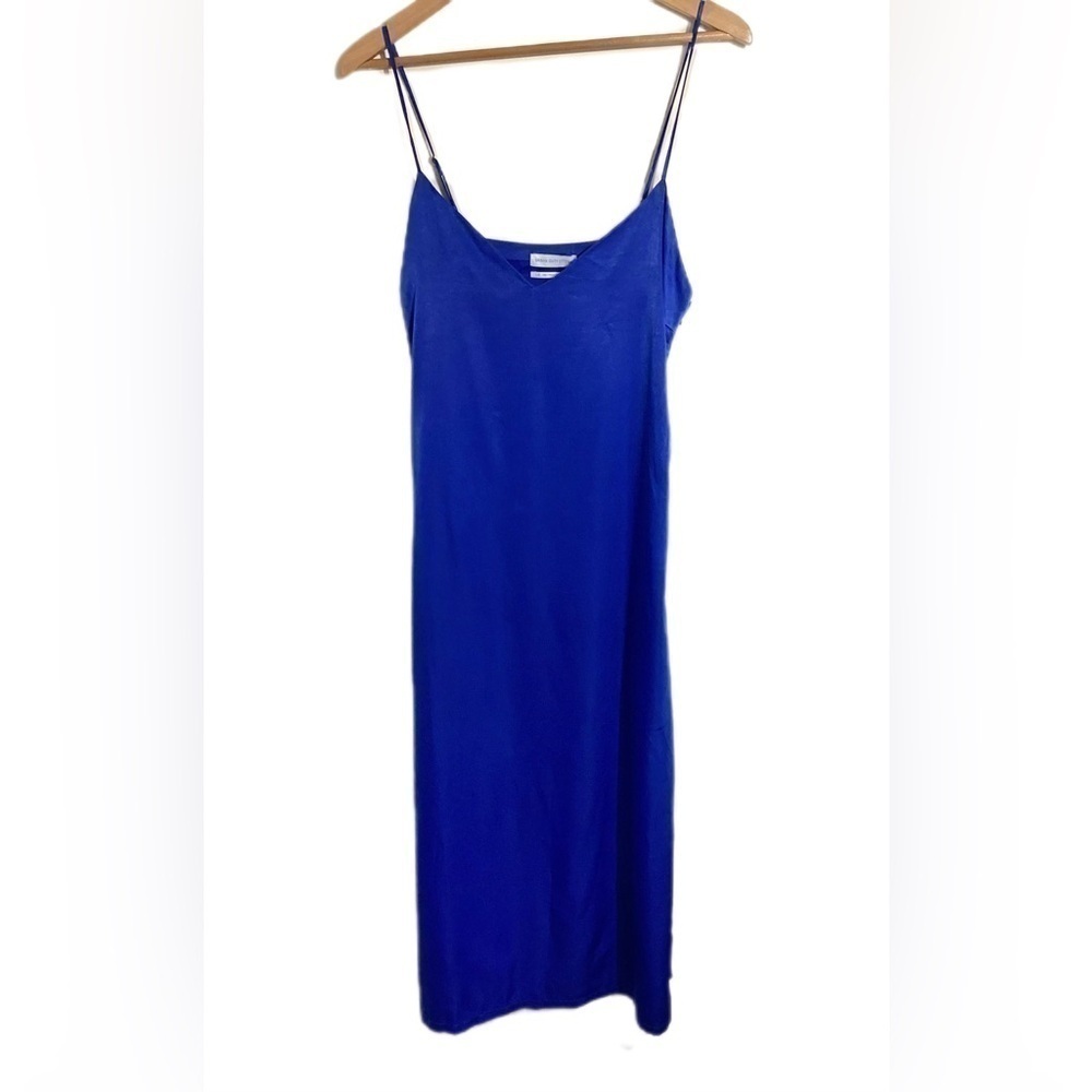 Urban Outfitters Slip Dress Large Cobalt Blue Satin Tie Back - Picture 2 of 13